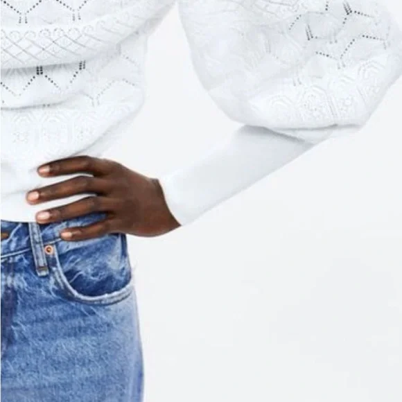 Zara Crochet Balloon Sleeve Sweater - Picture 4 of 7